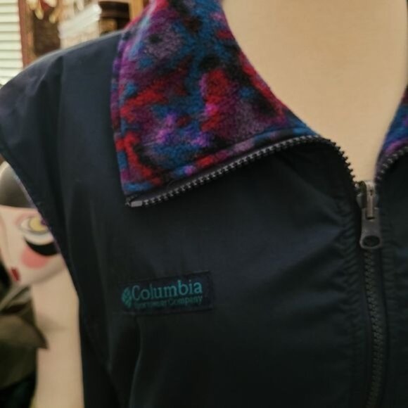 Columbia end reversible vest jacket fleece medium blue southwest print - Picture 7 of 9